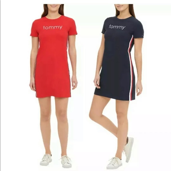 Tommy Hilfiger Womens T-Shirt Dress. Red - Picture 12 of 14